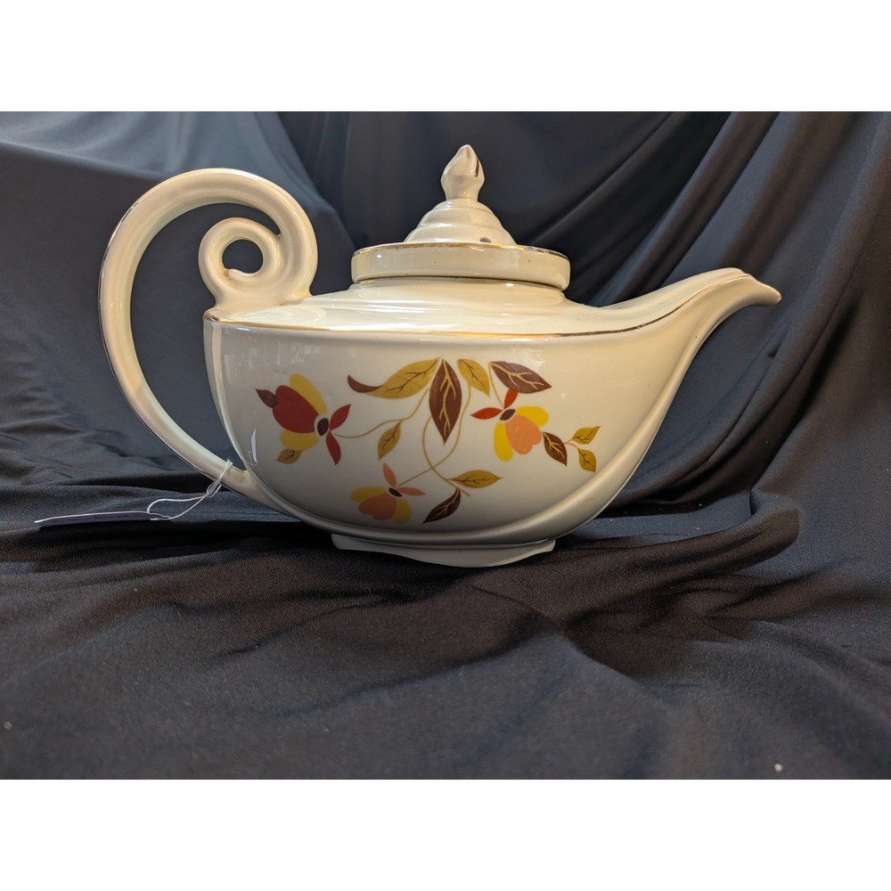 Vintage Hall China Autumn Leaf Aladdin Teapot Jewel Tea 3 Pc Set Lid Infuser